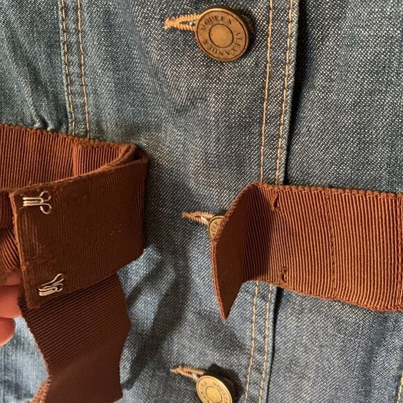 Alexander McQueen 00s jean jacket womens size 46 large medium denim bow y2k blue - Picture 13 of 15